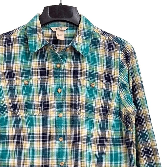 Duluth Trading Co Shirt Womens S Multi Long Sleeve Plaid Flannel Free Swingin' - Picture 1 of 16